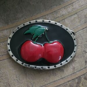 Cherry Belt Buckle with Star Accents